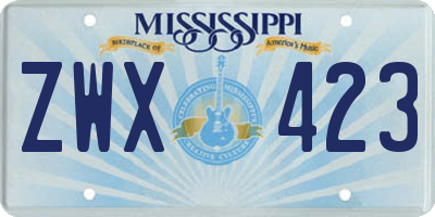 MS license plate ZWX423
