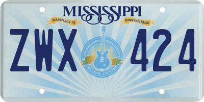 MS license plate ZWX424