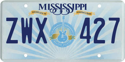 MS license plate ZWX427