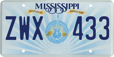 MS license plate ZWX433