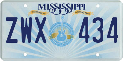 MS license plate ZWX434