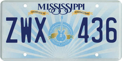 MS license plate ZWX436