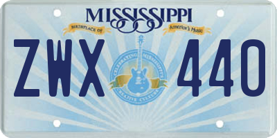 MS license plate ZWX440
