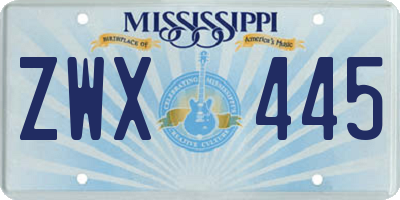 MS license plate ZWX445