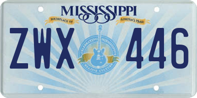 MS license plate ZWX446