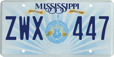 MS license plate ZWX447