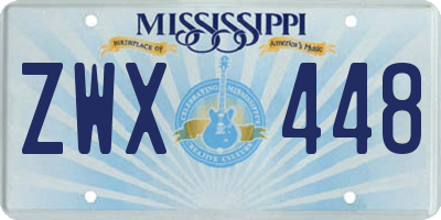 MS license plate ZWX448