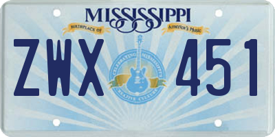 MS license plate ZWX451