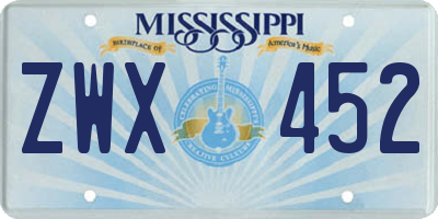 MS license plate ZWX452