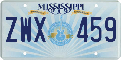 MS license plate ZWX459