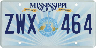 MS license plate ZWX464