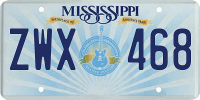 MS license plate ZWX468