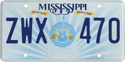 MS license plate ZWX470
