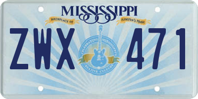 MS license plate ZWX471