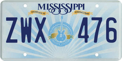 MS license plate ZWX476