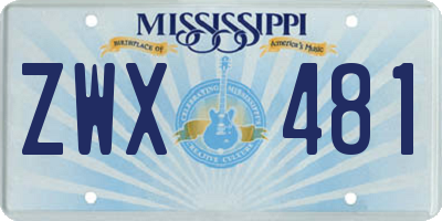 MS license plate ZWX481
