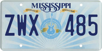 MS license plate ZWX485