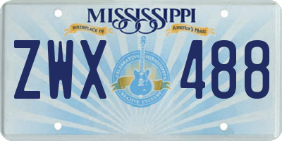 MS license plate ZWX488