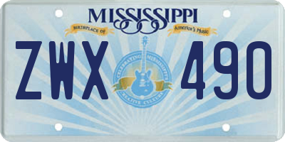MS license plate ZWX490