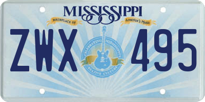 MS license plate ZWX495