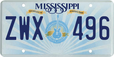 MS license plate ZWX496