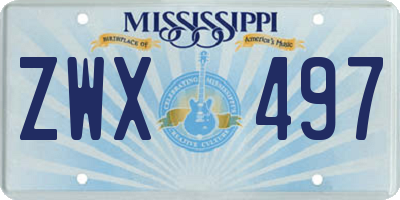 MS license plate ZWX497