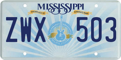 MS license plate ZWX503