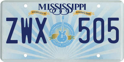 MS license plate ZWX505