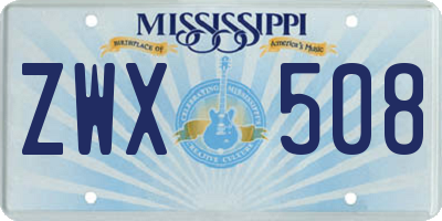 MS license plate ZWX508