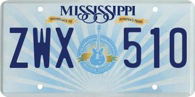 MS license plate ZWX510