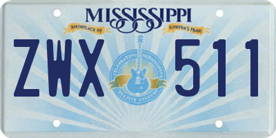 MS license plate ZWX511