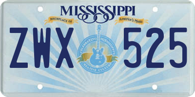 MS license plate ZWX525