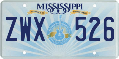 MS license plate ZWX526