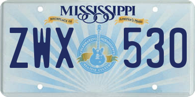 MS license plate ZWX530