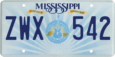 MS license plate ZWX542