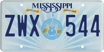 MS license plate ZWX544