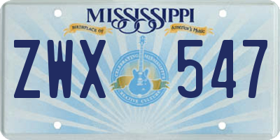 MS license plate ZWX547