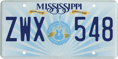 MS license plate ZWX548