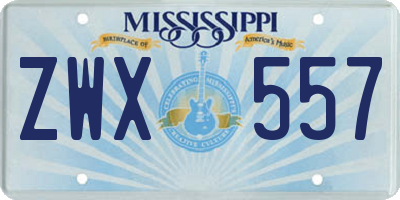MS license plate ZWX557