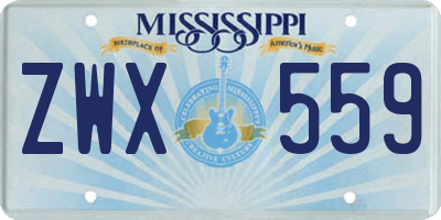 MS license plate ZWX559