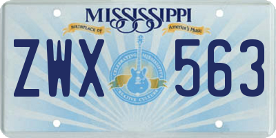 MS license plate ZWX563