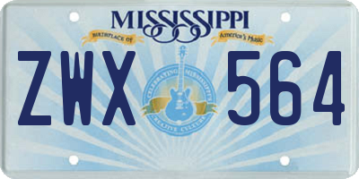 MS license plate ZWX564