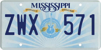 MS license plate ZWX571