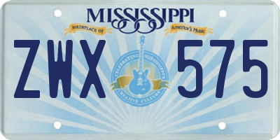MS license plate ZWX575