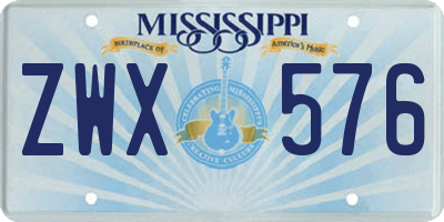MS license plate ZWX576