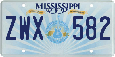 MS license plate ZWX582