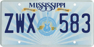 MS license plate ZWX583