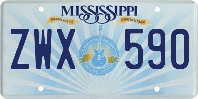 MS license plate ZWX590