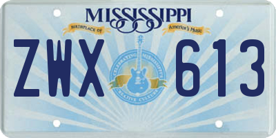 MS license plate ZWX613