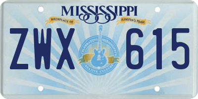 MS license plate ZWX615